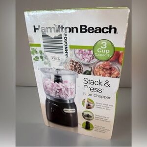 New Hamilton Beach Stack & Press 3 Cup Chopper Mini Food Processor 72850 Sealed